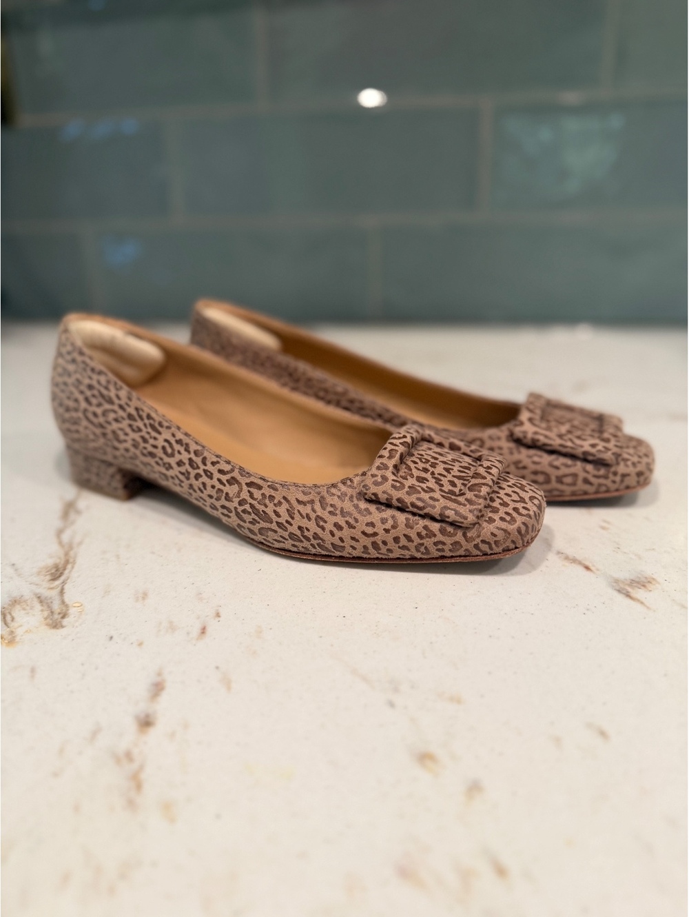 ANN MASHBURN Leopard Print Square-Toe Women’s Flats Size EU37/US 6.5 - Picture 2 of 7